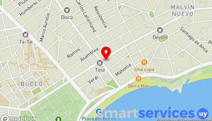 mapa de Cambio Suizo Buceo Institución financiera en Montevideo