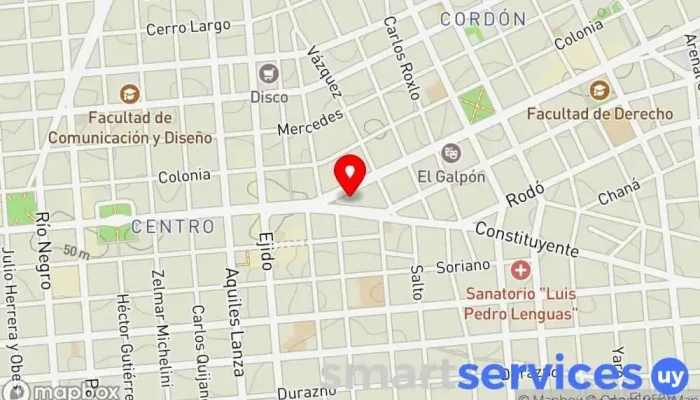 mapa de Centro Óptico Patricia Alfonso - Prótesis oculares - Óptica - Lentes de contacto Centro comercial, Óptica en Montevideo