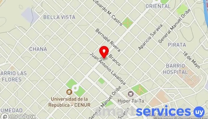 mapa de Centro Pyme Artigas Consultora de administración empresarial en Artigas