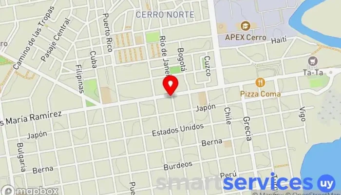 mapa de Cinrad TV Comercio, Tienda de electrónica en Montevideo