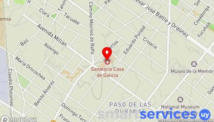 mapa de Círculo Católico - Sanatorio Galicia Hospital general, Hospital, Hospital privado en Montevideo