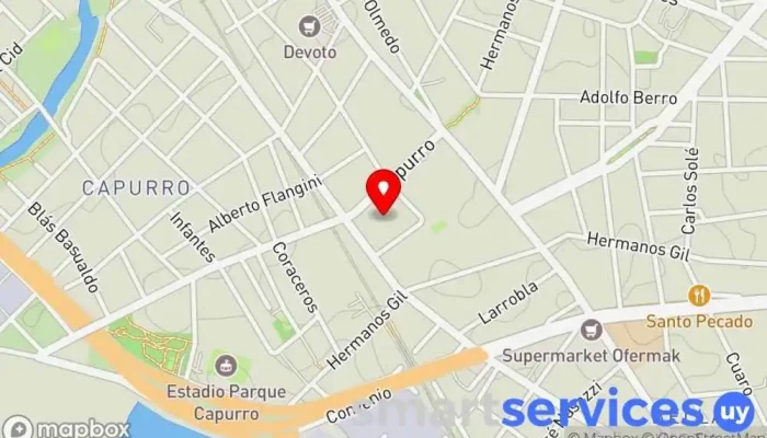 mapa de Club Atlético Capurro Club de baloncesto en Montevideo