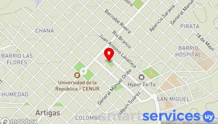 mapa de Club Deportivo Artigas Club en Artigas