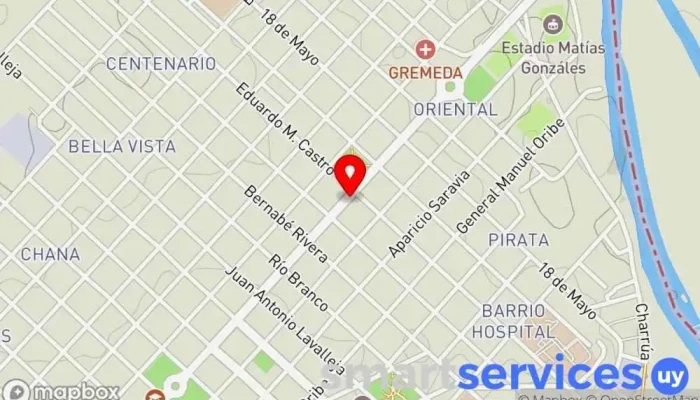 mapa de Club Uruguay Club social en Artigas