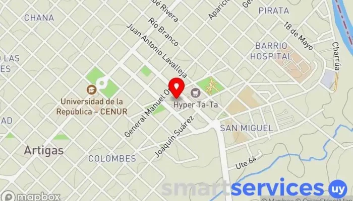 mapa de COA Grupo Agencia DAC Empresa de autobuses en Artigas