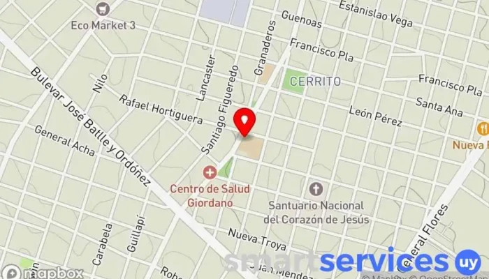 mapa de Colegio Misericordista Colegio religioso, Centro de educación secundaria en Montevideo