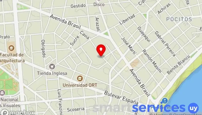 mapa de Colegio y Liceo San Juan Bautista - Hermanos de la Sagrada Familia Escuela católica, Instituto de secundaria en Montevideo