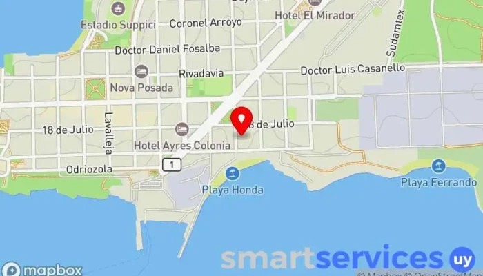 mapa de Colonia Experiences & Sacramento Tours - Agencia Online de Tours Agencia de visitas turísticas, Proveedor de atracciones, Servicio de alquiler de bicicletas, Agencia de excursiones en canoa y kayak, Ruta por explotaciones agrícolas, Estancia en granjas, Servicio de paseo a caballo, Agencia de viajes en Carmelo