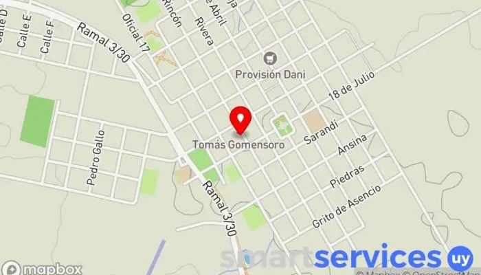 mapa de COTABU Gomensoro Servicio de transporte en Tomas Gomensoro