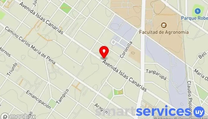mapa de Cutcsa, Planta Islas Canarias Empresa de autobuses, Aparcamiento, Servicio de envíos en Montevideo