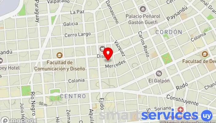 mapa de CX10 Radio Continente 730 AM Emisora de radio en Montevideo