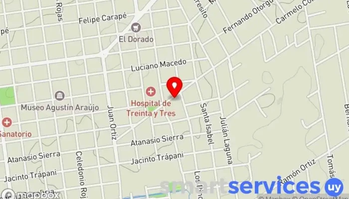 mapa de cx2ui Emisora de radio en Treinta y Tres