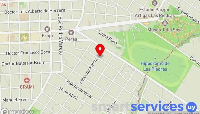mapa de Damitour traslados Agencia de viajes, Servicio de lanzadera en Las Piedras