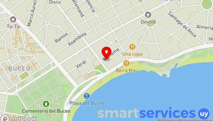 mapa de Dcom Travel & Dcom Box Agencia de visitas turísticas, Sport tour agency, Turoperador en Montevideo