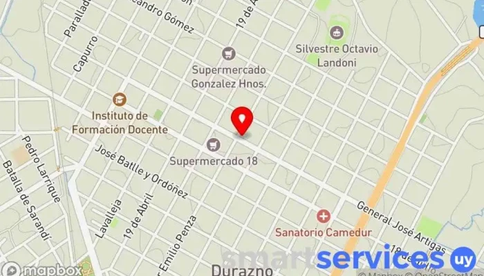 mapa de DHL Express Punto de Venta (DHL Agente Redpagos Durazno) Servicio de mensajería, Servicio de logística, Servicio postal, Empresa de mensajería, Servicio de envíos en Durazno