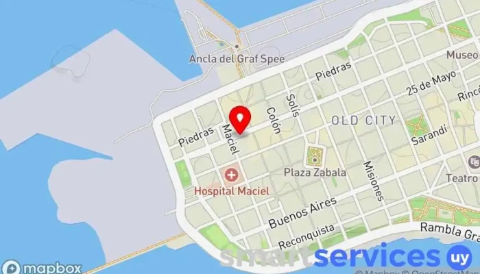 mapa de Dirección Nacional de Loterías y Quinielas | Ministerio de Economía y Finanzas | Lotería Uruguaya Delegación regional del gobierno en Montevideo
