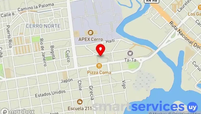 mapa de Dr. Pedro Castellino y Terminal Cerro Bus stop en Montevideo