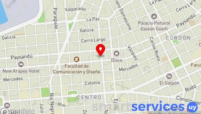 mapa de El calor de la tarde Emisora de radio en Montevideo