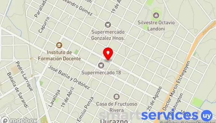 mapa de Escritorio Luis Eduardo Burgues Agencia de subastas inmobiliarias en Durazno