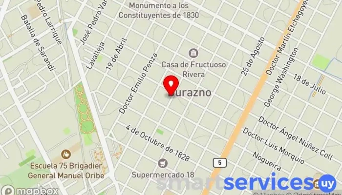 mapa de Escritorio Salvador Ltaif Agencia inmobiliaria, Agencia de subastas inmobiliarias en Durazno