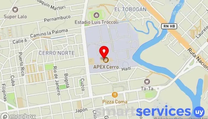 mapa de Escuela Comunitaria de Cine del Oeste Escuela de arte en Montevideo