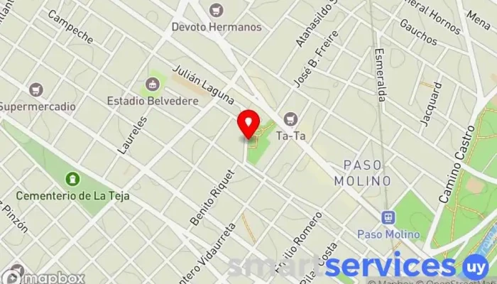 mapa de Escuela José Pedro Bellán Escuela en Montevideo