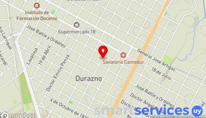 mapa de Escuela N°1 Artigas Durazno Escuela primaria en Durazno