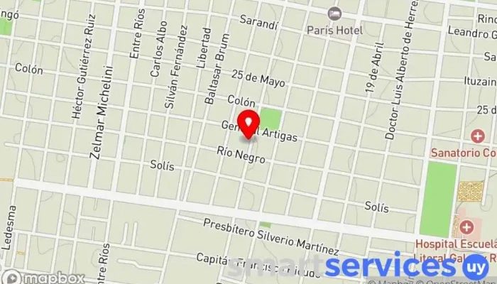 mapa de Escuela Padre Jose Benito Lamas Educación mixta, Escuela primaria, Jardín, Escuela en Paysandú