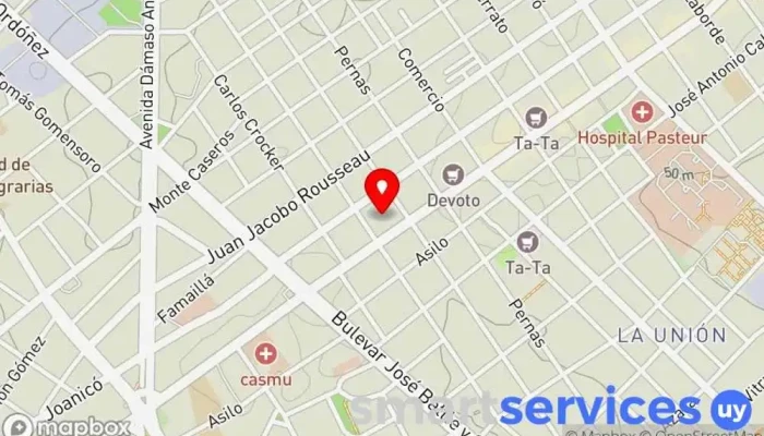 mapa de Escuela Sanguinetti Escuela, Colegio público en Montevideo