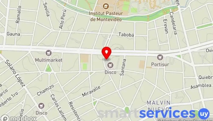 mapa de Farmashop 53 Farmacia, Cajeros automáticos, Tienda de artículos para bebés, Tienda de cosméticos, Tienda de belleza y salud, Tienda de artículos para el hogar, Tienda de artículos premamá y de bebé, Tienda de material sanitario, Perfumería en Montevideo