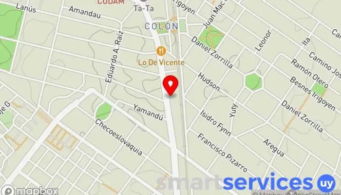mapa de FDG Electronica Tienda de alarmas antirrobo, Proveedor de alarmas de coche, Servicio de seguridad en Montevideo