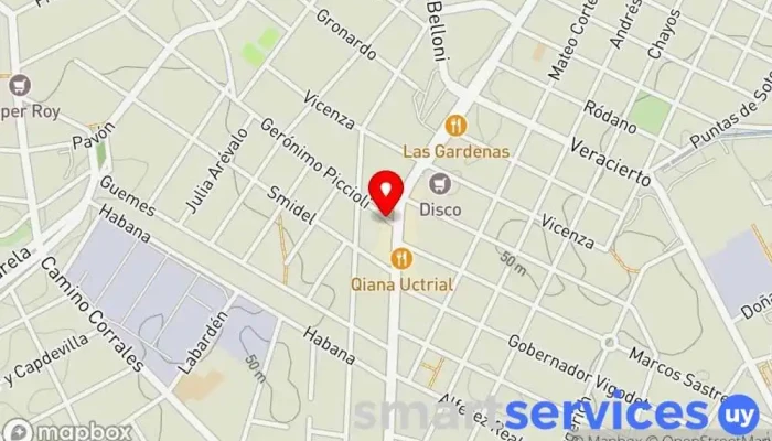 mapa de Geronimo Piccioli y Av. 8 de Octubre Bus stop en Montevideo