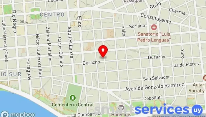 mapa de Gomeria IL Mudo Qui Parla Tienda de neumáticos usados en Montevideo