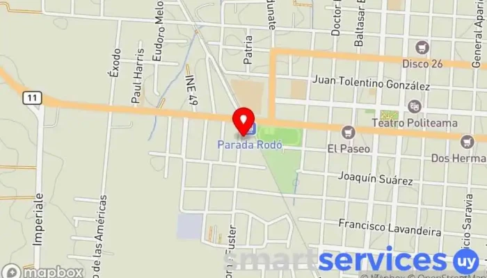 mapa de Gomería Tienda de neumáticos usados en Canelones