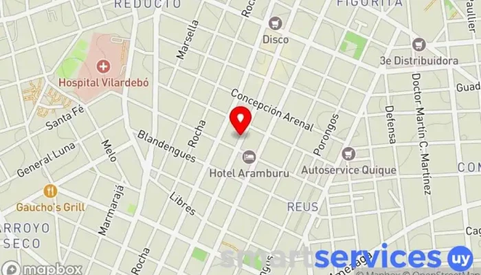 mapa de Gral. Flores Y Domingo Aramburu Bus stop en Montevideo