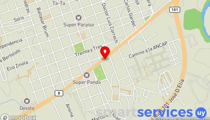 mapa de GRUPO AGENCIA - DAC PANDO Servicio de logística, Servicio postal en Pando