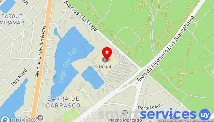 mapa de Hiperviajes Hipermercado Géant Agencia de viajes en Ciudad de la Costa