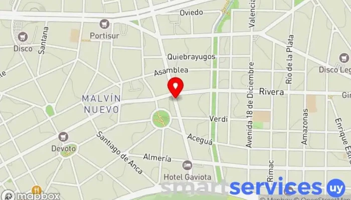 mapa de Hipólito Yrigoyen y Av. Gral. Rivera Bus stop en Montevideo