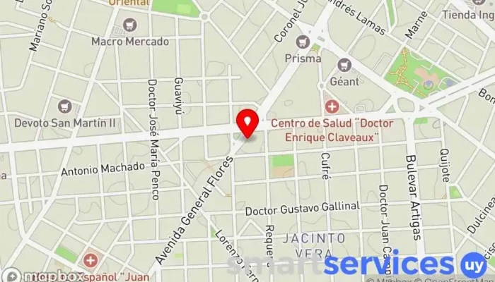 mapa de Iglesia Evangélica Bautista Radio Norte Iglesia bautista en Montevideo