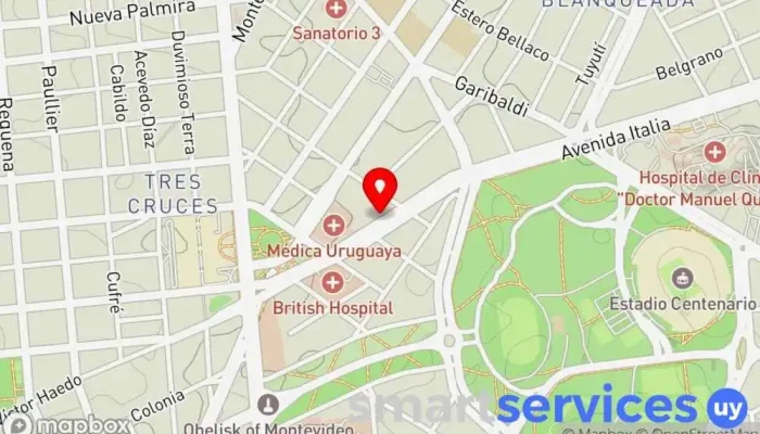 mapa de Infinito Servicios Ópticos - Tres Cruces Centro comercial en Montevideo