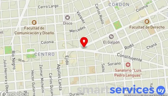 mapa de Infinito Servicios Ópticos Óptica en Montevideo