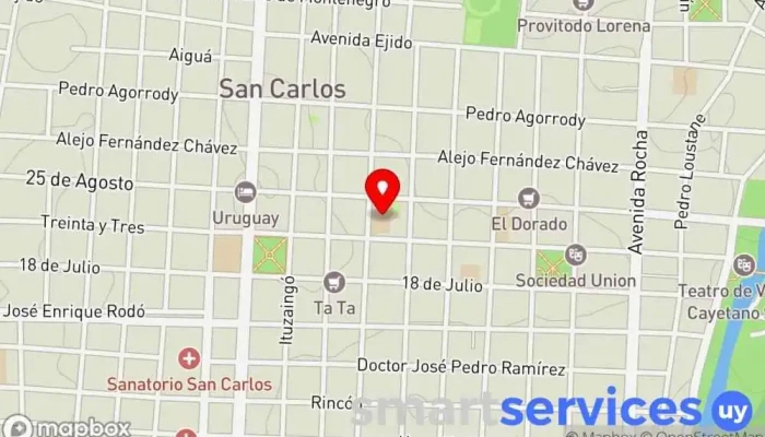 mapa de Instituto de Enseñanza Secundaria Nº1 Monseñor Mariano Soler Centro de educación secundaria en San Carlos