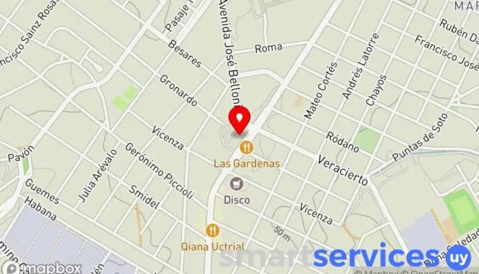 mapa de Intercambiador Belloni Servicio de transporte en Montevideo