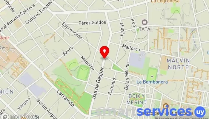 mapa de Isla De Gaspar y Espronceda Bus stop en Montevideo