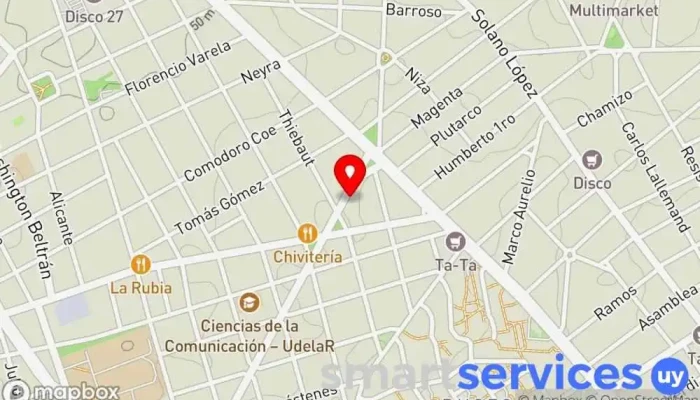 mapa de Jardin Juana Ibarbourou Escuela en Montevideo