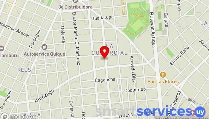 mapa de Jiki Laboratorios Centro de oftalmología en Montevideo