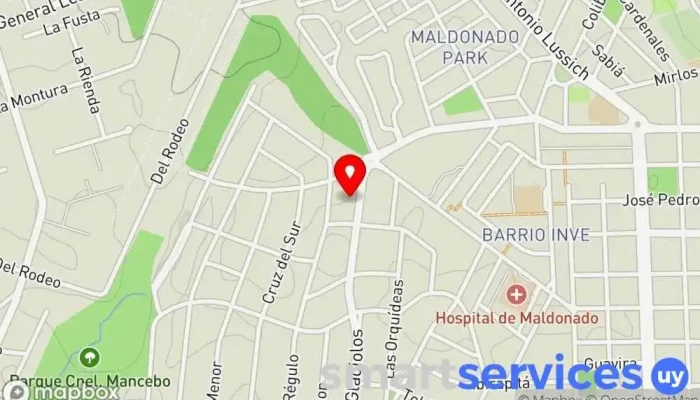 mapa de Juan Antonio Rezano Entre Cortinas Y Riss Farmacia en Maldonado