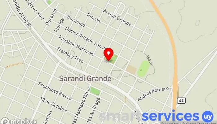 mapa de Juzgado De Paz Sarandí Grande Oficinas de empresa en Sarandí Grande