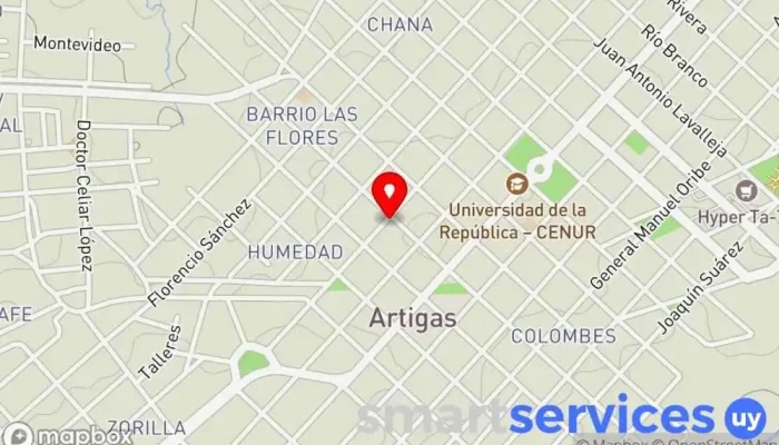 mapa de La Nave Cargo Postal Artigas Servicio de transporte en Artigas