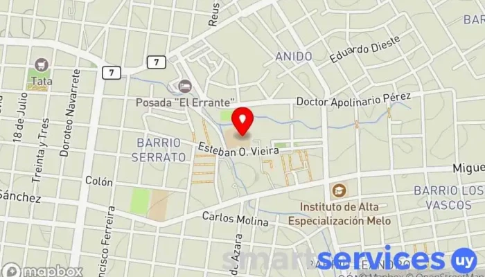 mapa de Liceo 3 Centro de educación secundaria en Melo